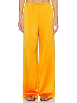 LESET - Barb Women's Wide-Leg Elastic Waist Palazzo Pants Orange