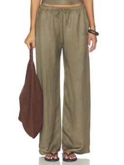 LESET - Daniel Women's Drawstring Waist Wide-Leg Palazzo Pants Green