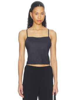 LESET - Daniel Women's Square Neck Back Tie Tank Top Navy Blue