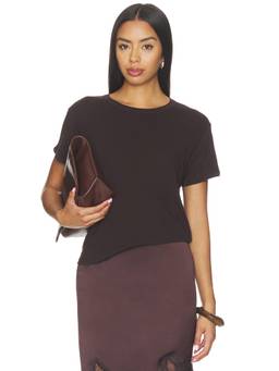 LESET - Laura Margo Women's Crew Neck Short Sleeve T-Shirt Chocolate