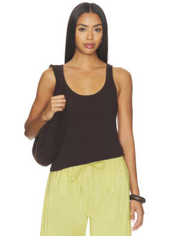 LESET - Laura Women's Sleeveless Scoop Neck Tank Top Brown