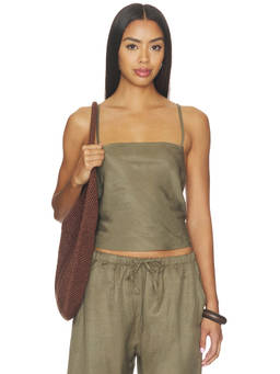 LESET - Daniel Women's Sleeveless Square Neck Tank Top Green