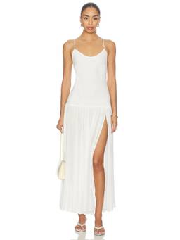 L SPACE - Row Women's Sleeveless Shoulder Strap Maxi Dress Cream