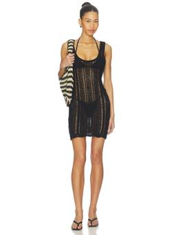 L SPACE - Kairi Women's Sheer Crochet Pull On Swim Cover-Up Black