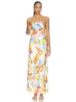 L SPACE - Spring in Love Women's Strapless Cut-Out Satin Dress Multi-Color