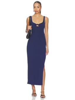 L SPACE - Alexis Women's Cut-Out Knot Accent Midi Dress Navy Blue