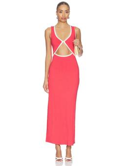 L SPACE - Cut-Out Women's Sleeveless Stretch Jersey Midi Dress Coral