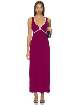 L SPACE - Sayge Women's Ribbed V-Neck Pull-On Maxi Dress Wine