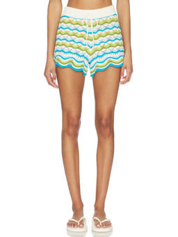L SPACE - Sunchaser Women's Crochet Knit Drawstring Swim Shorts Multi-Color