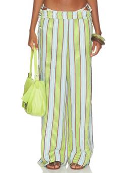 L SPACE - Sur Women's Elastic Waist Wide-Leg Palazzo Pants Blue