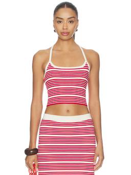 L SPACE - Positano Women's Halter Neck Tie-Up Bikini Top Red