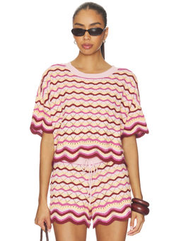 L SPACE - Sunchaser Women's Crochet Knit Pull-On Crop Top Pink