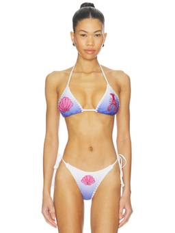 L SPACE - Sonia Women's Padded Beaded Halter Bikini Top Blue