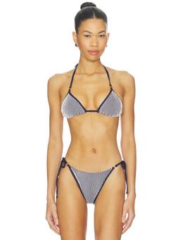L SPACE - Banning Women's Unpadded Self-Tie Bikini Top Midnight Blue