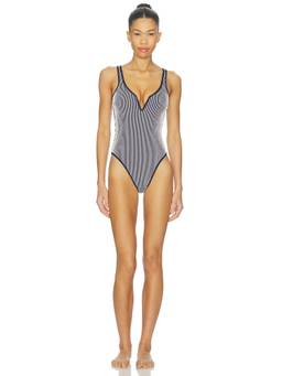 L SPACE - Coco Women's Unpadded Deep V One-Piece Swimsuit Midnight Blue