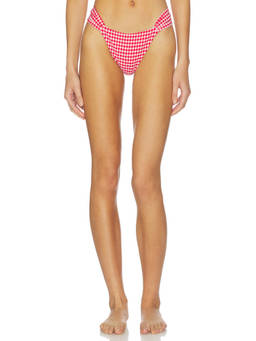 L SPACE - Dolce Women's Gingham Print Pull-On Bikini Bottom Red