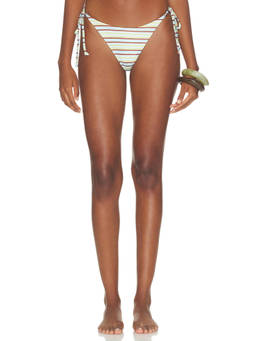 L SPACE - Lennox Women's Side Tie Striped Bikini Bottom Blue