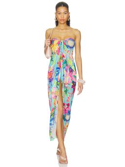 Luli Fama - Oceans Kiss Women's Sheer Mesh Long Wrap Swim Cover-Up Multi-Color