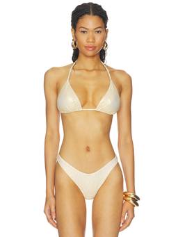 Luli Fama - Seamless Triangle Women's Halter Tie-Up Bikini Top Gold
