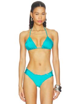 Luli Fama - Cosita Buena Women's Removable Padded Halter Tie-Up Bikini Top Teal