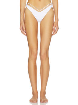 Luli Fama - Strappy Loop Women's Brazilian Scrunch Bikini Bottom White