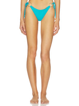 Luli Fama - Bamboo Sands Women's Ring Side-Tie Ruched Brazilian Bikini Bottom Teal