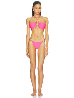 Luli Fama - Solar Pop Women's Ring Detail Brazilian Bikini Bottom Pink