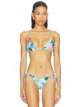 Luli Fama - Oceans Kiss Women's Crystallized Halter Tie-Up Bikini Set Multi-Color