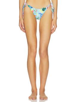 Luli Fama - Oceans Kiss Women's Crystallized Ruched Back Tie-Side Bikini Bottom Multi