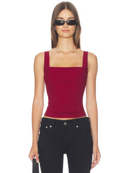 Miaou - Luna Women's Sleeveless Square Neck Crop Top Red