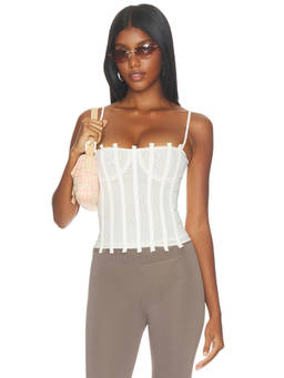 Miaou - Lila Women's Underwired Sheer Boned Corset Top Ivory