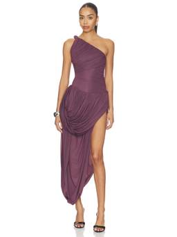 Maygel Coronel - Getsemani Women's One-Shoulder Draped Maxi Dress Purple
