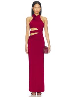 Maygel Coronel - Tempus Women's Halter Neck Cut-Out Maxi Dress Red
