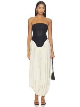 Maygel Coronel - Lux Women's Strapless Ruched Maxi Dress Charcoal