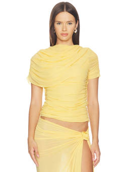 Maygel Coronel - Eterea Women's Ruched Pull-On Top Yellow