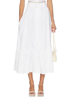 MATTHEW BRUCH - Poplin Women's Button-Down Midi Skirt White