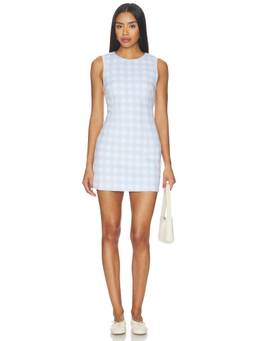 Maude Club - Gingham Women's Sleeveless Fitted Mini Dress Ice Blue