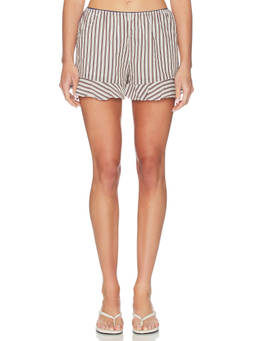 Maude Club - Miller Women's Elastic Waist Flared Hem Shorts Brown