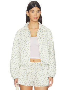 Maude Club - Nadine Women's Floral Zippered Bomber Jacket White