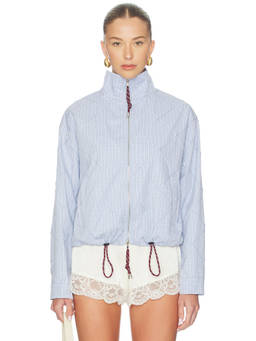 Maude Club - Riley Women's Quilted Zip-Up Shacket Blue