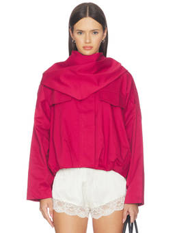 Maude Club - Archie Women's Detachable Scarf Zipper Light Jacket Ruby