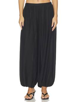 Maude Club - Talia Women's Elastic Waist Wide-Leg Palazzo Pants Black
