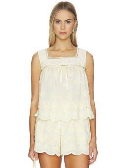 Maude Club - Odette Women's Sleeveless Square Neck Top Butter Yellow