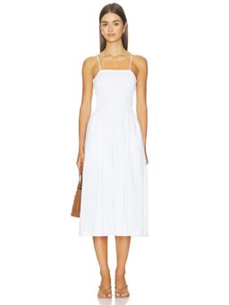 Madewell - Peyton Women's Smocked Bodice Ribbed Poplin Midi Dress White