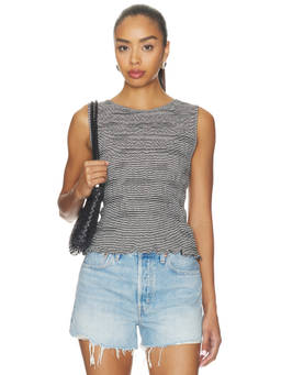 Madewell - Smocked Boatneck Women's Striped Tank Top Black