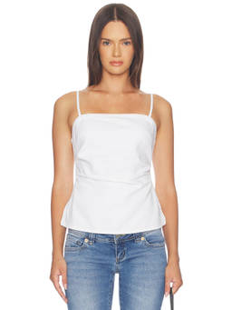 Madewell - Airy Denim Women's Ruched Square Neck Tank Top White