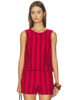 Madewell - Tie Back Shell Women's Sleeveless Linen Top Red