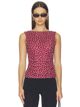 Madewell - Cinched Double Layered Mesh Women's Ruched Sleeveless Top Red