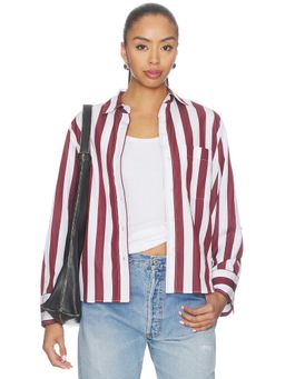 Madewell - Signature Y-Neck Women's Striped Button-Up Shirt Dusty Merlot