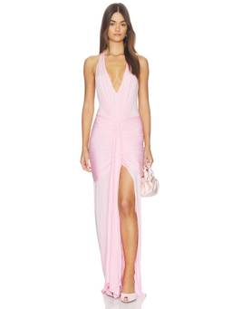 Mother of All - Inaya Collar Women's Halter Neck Open Back Maxi Dress Pink